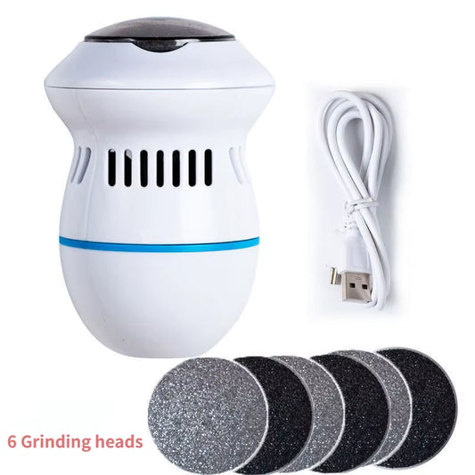 Electric Foot Grinder with Automatic Vacuum USB Rechargeable Two-Speed Adjustment and 6 Grinding Heads Callus Dead Skin Removal